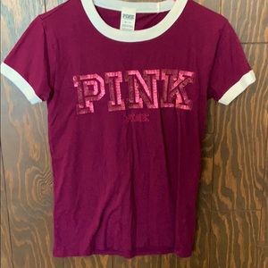 Pink Victoria Secret ringer tee, size XS